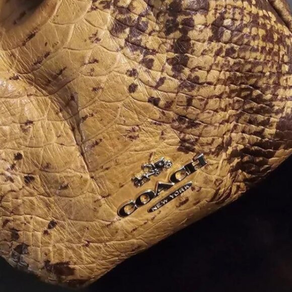 Coach Brown Exotic Snakeskin Triple Compartment Large Phoebe Shoulder Bag - Picture 7 of 10